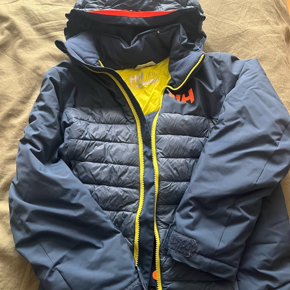 Helly Hansen Kids Dark Blue Puffer with Bright Yellow Highlights